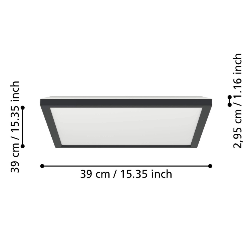 Eglo - LED RGBW Hämardatav laevalgusti vannituppa LED/17,6W/230V 2700-6500K 39x39 cm IP44 must ZigBee