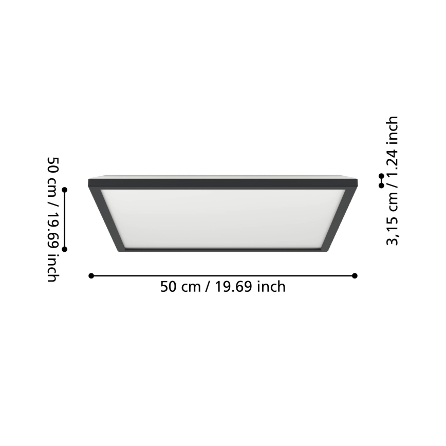 Eglo - LED RGBW Hämardatav laevalgusti vannituppa LED/17W/230V 2700-6500K 50x50cm IP44 must ZigBee