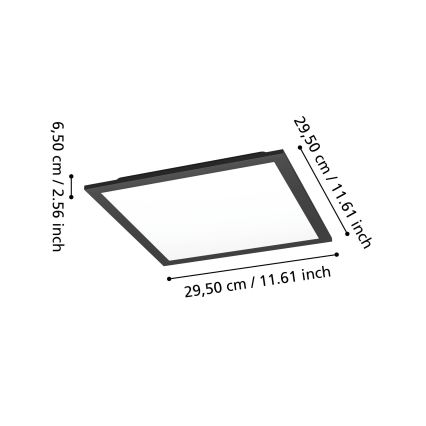 Eglo - LED RGBW hämardatav laevalgusti LED/14W/230V 2700-6500K 30x30 cm must