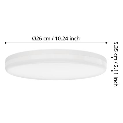 Eglo - LED vannitoa laelamp LED/16,5W/230V 2700/4000/6500K Ø 26 cm IP54 valge
