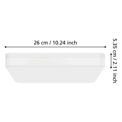 Eglo - LED vannitoa laelamp LED/16,5W/230V 2700/4000/6500K 26x26 cm IP54 valge
