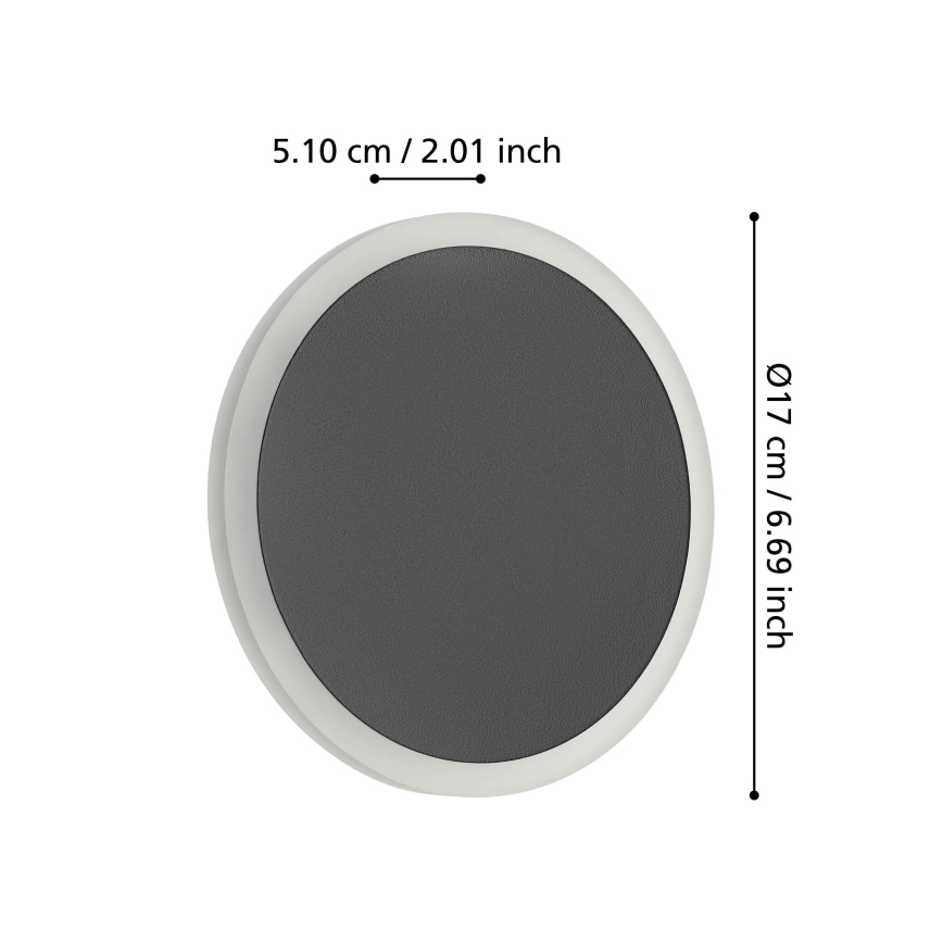 Eglo - LED Seinavalgusti LED/12W/230V 3000K d. 17 cm must