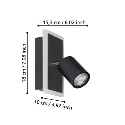 Eglo - seinale kinnitatav LED-spottvalgusti LED/7W/230V must