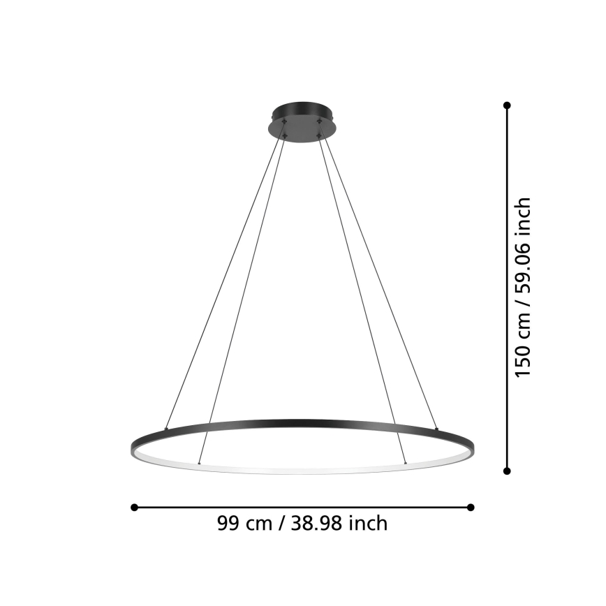 Eglo - LED Hämardatav lühter LED/40W/230V 2700-6500K must + kaugjuhtimispult