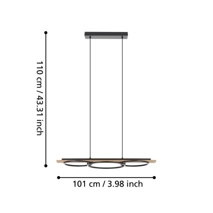 Eglo - LED Hämardatav lühter 2xLED/12,5W/230V+1xLED/15,5W 3000K beež/must