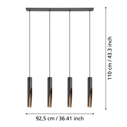 Eglo - LED Lühter 4xGU10/4,5W/230V 3000K must/pruun