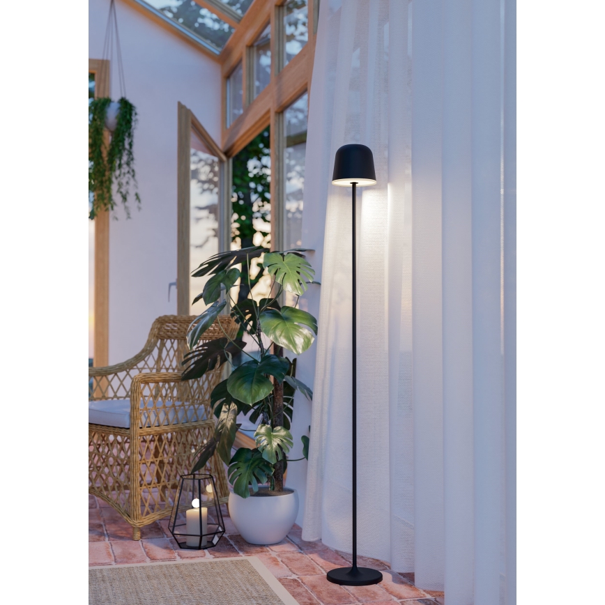 Eglo - LED Hämardatav väli laetav põrandalamp LED/4,3W/5V 2400/3000/4000K IP54 must