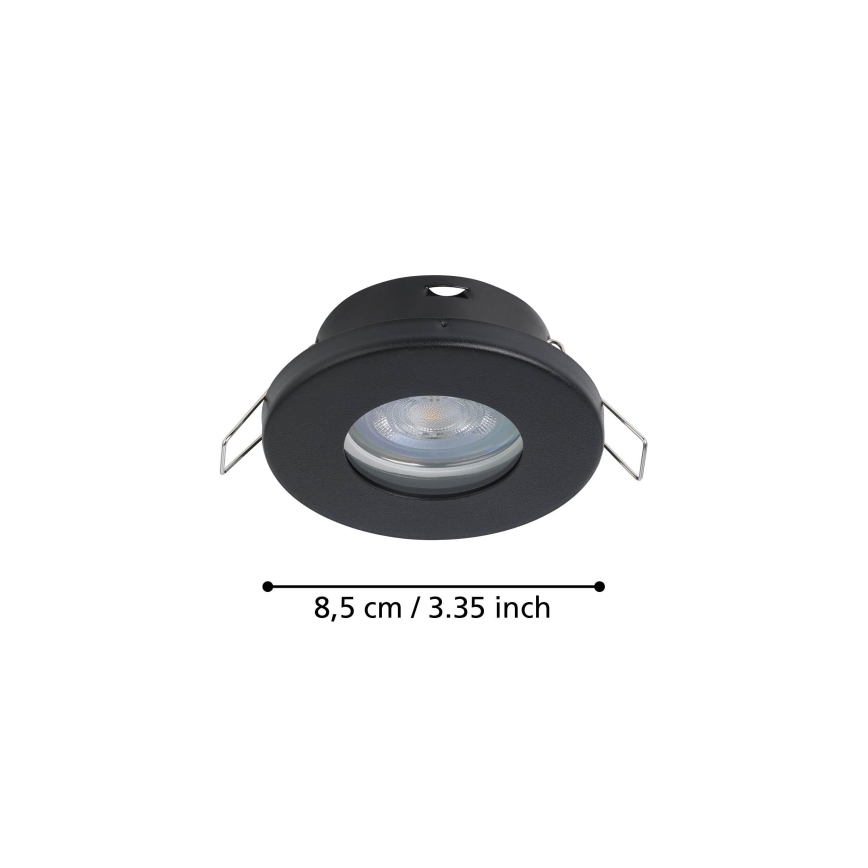 Eglo - KOMPLEKT 3xLED Süvistatav valgusti vannituppa 1xGU10/4W/230V IP44 must