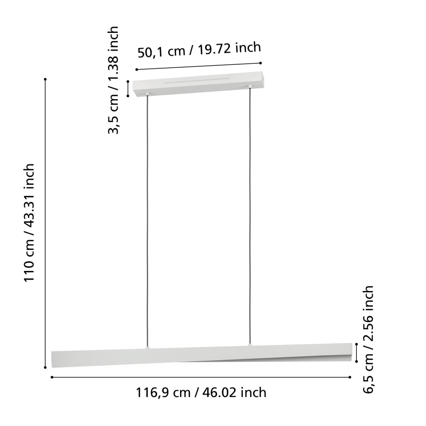 Eglo - LED RGBW hämardatav rippvalgusti kaabliga LED/19W/230V 2700-6500K hall