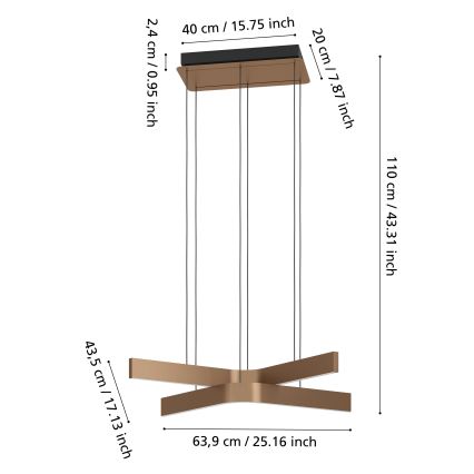 Eglo - LED RGBW hämardatav lühter kaablil 2xLED/18W/230V vask/must