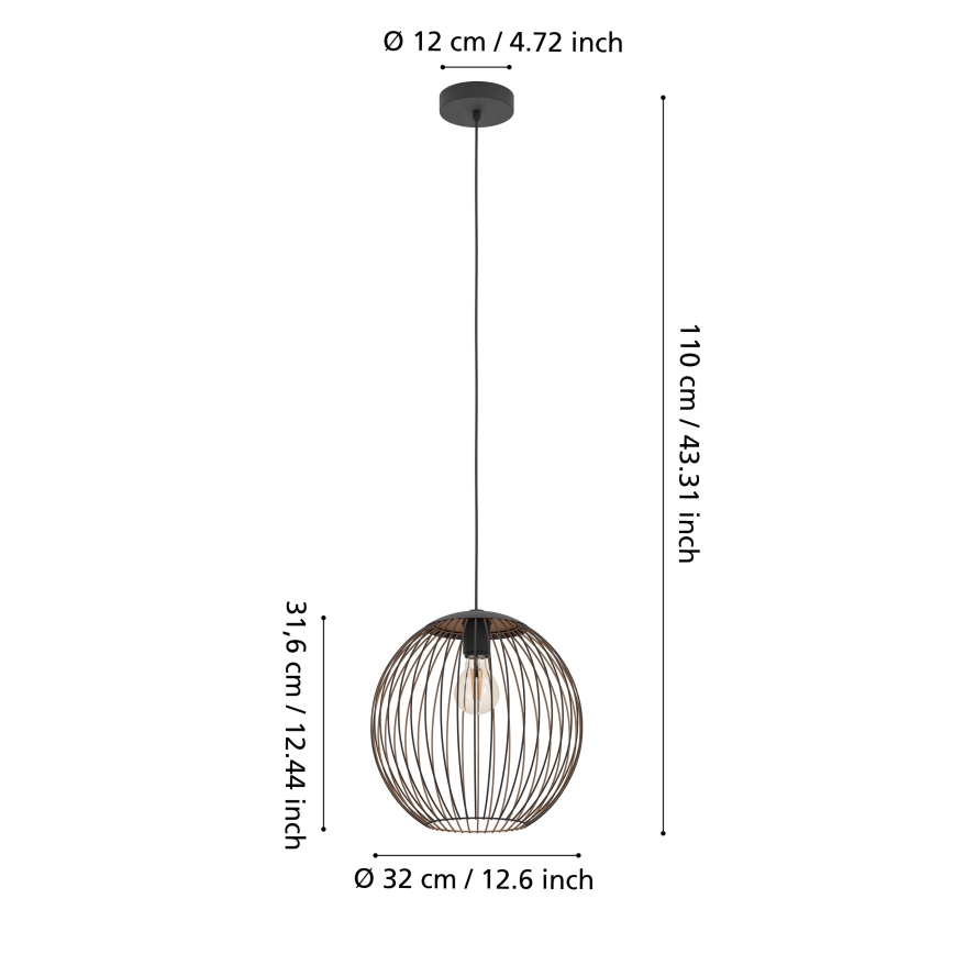 Eglo - Kaabliga rippvalgusti 1xE27/60W/230V must
