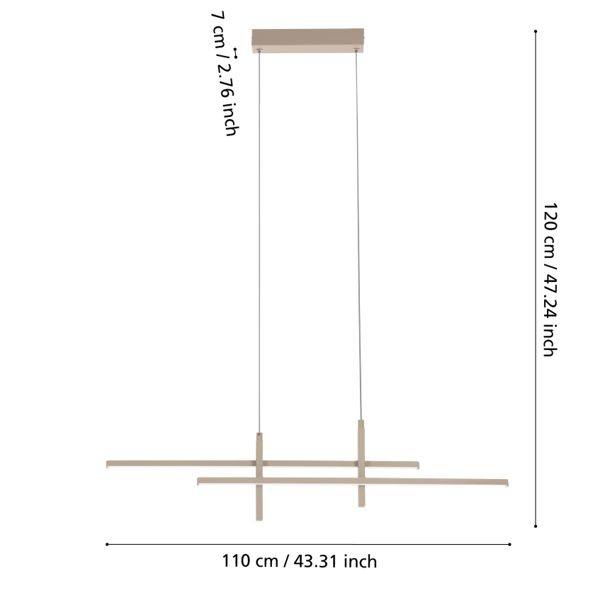 Eglo - LED-lühter nööril LED/20W/230V beež