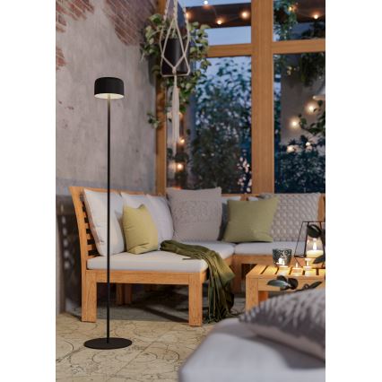 Eglo - LED päikeseenergial laetav puutejuhtimisega põrandalamp LED/2,8W/3,7V 1800 mAh IP44 must