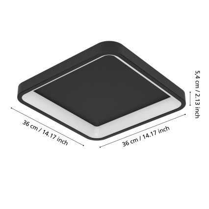 Eglo - RGBW hämardatav LED-laelamp LED/20W/230V 2700-6500K 35x35 cm must