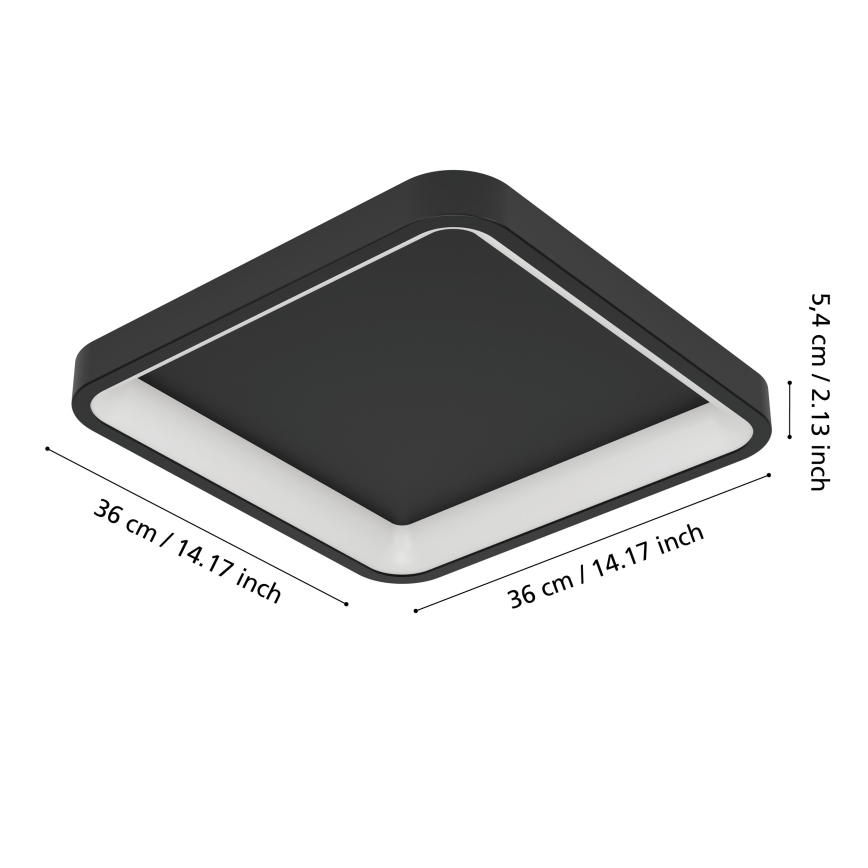 Eglo - RGBW hämardatav LED-laelamp LED/20W/230V 2700-6500K 35x35 cm must