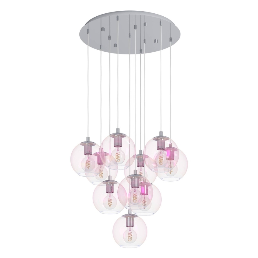 Eglo - Ripplühter kaabliga 10xE27/60W/230V läikiv kroom/läbipaistev