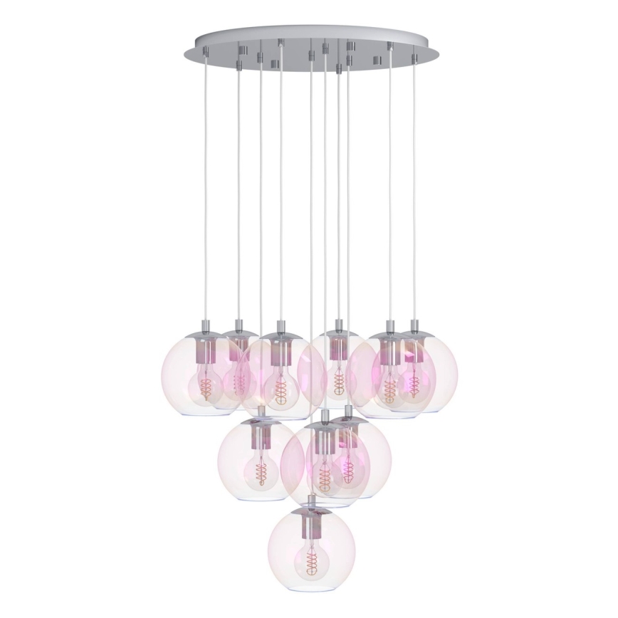 Eglo - Ripplühter kaabliga 10xE27/60W/230V läikiv kroom/läbipaistev
