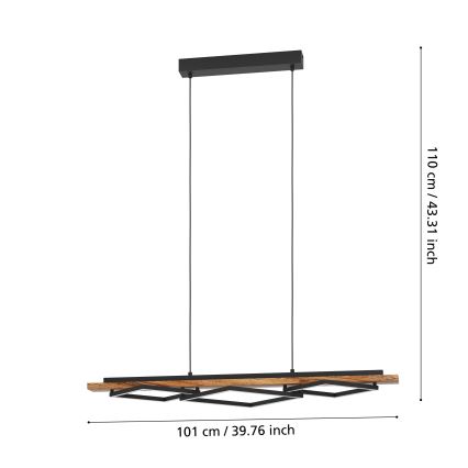 Eglo - hämardatav LED-ripplühter kaabliga 2xLED/13W/230V + LED/16W must/pruun