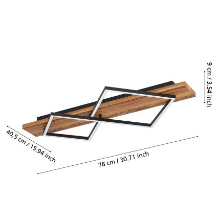 Eglo - LED laevalgusti LED/13W/230V + LED/15W must/pruun