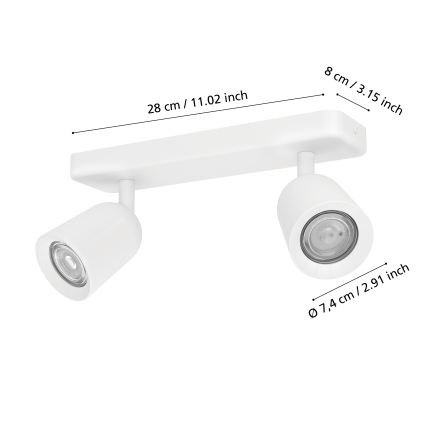 Eglo - Suunav valgusti 2xGU10/10W/230V valge