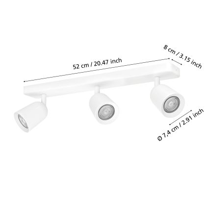 Eglo - suunavalgusti 3xGU10/10W/230V valge