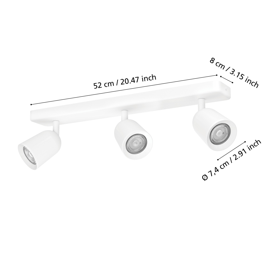 Eglo - suunavalgusti 3xGU10/10W/230V valge