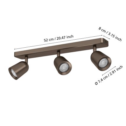 Eglo - Suunatav valgusti 3xGU10/10W/230V, pronksviimistlus