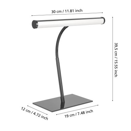 Eglo - LED hämardatav puutetundlik laualamp LED/5W/230V 2700/4000/6500K must kroom