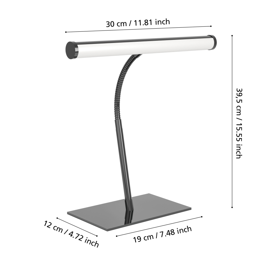 Eglo - LED hämardatav puutetundlik laualamp LED/5W/230V 2700/4000/6500K must kroom