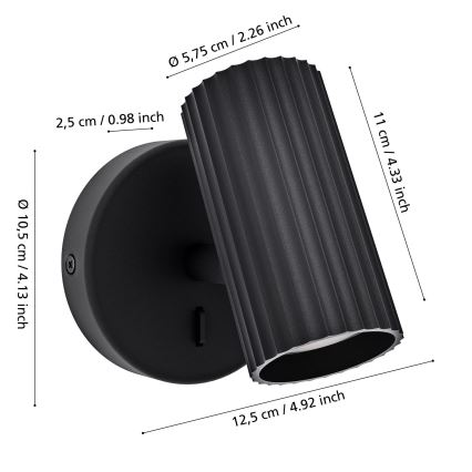 Eglo - seinapunktvalgusti 1xGU10/5W/230V, must