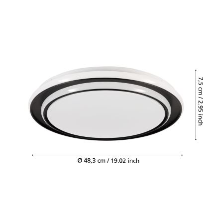 Eglo - LED laelamp LED/36W/230V 2700/4000/6500K Ø 49 cm must