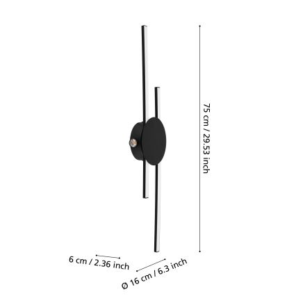 Eglo - LED seinavalgusti LED/20W/230V + LED/0,91W must