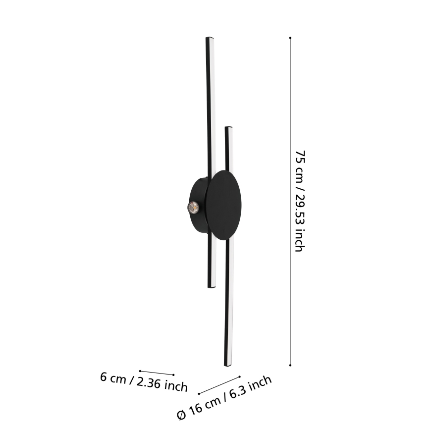 Eglo - LED seinavalgusti LED/20W/230V + LED/0,91W must