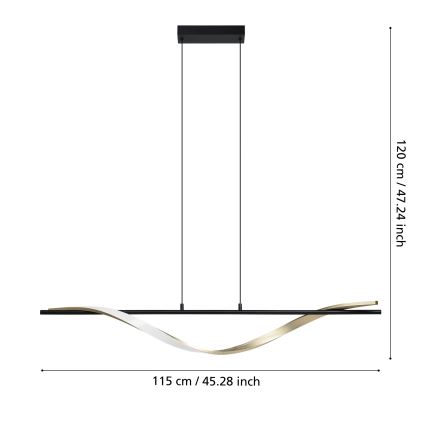 Eglo - LED-rippvalgusti kaabliga LED/20W/230V 2700/4000/6500K must/kuldne