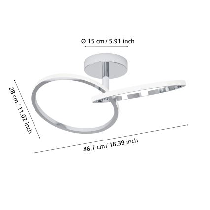 Eglo - LED laelamp LED/12W/230V 2700/4000/6500K läikiv kroom