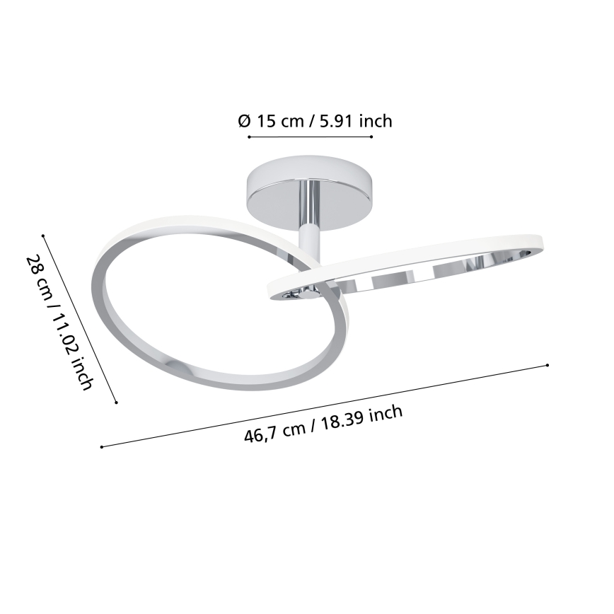 Eglo - LED laelamp LED/12W/230V 2700/4000/6500K läikiv kroom