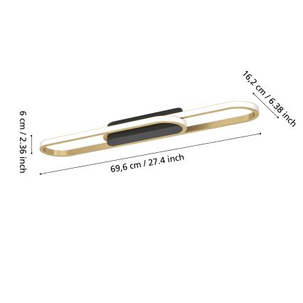 Eglo - LED laelamp LED/20W/230V 2700/4000/6500K kuldne