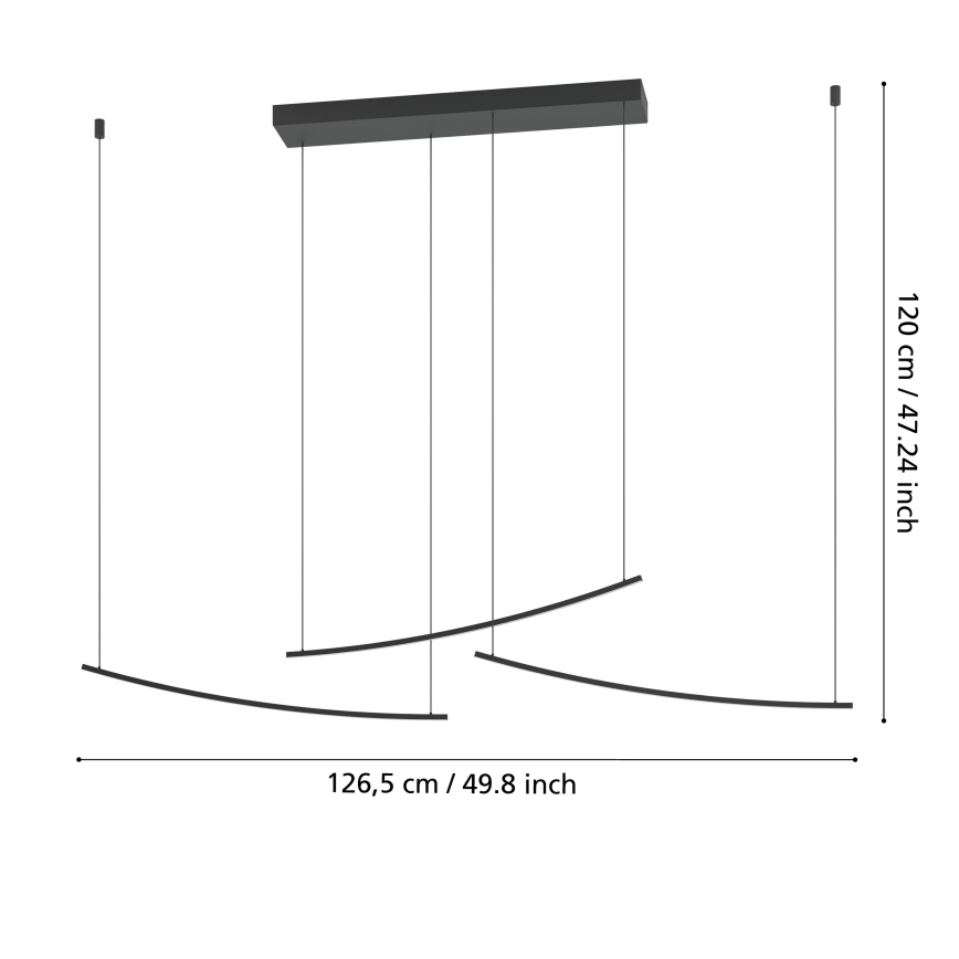 Eglo - hämardatav LED-ripatslühter kaabliga LED/22W/230V 2700/4000/6500K must
