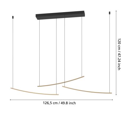 Eglo - hämardatav LED-rippvalgusti kaablil LED/22W/230V 2700/4000/6500K kuldne