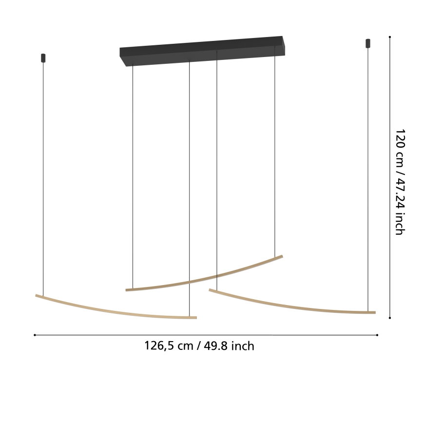 Eglo - hämardatav LED-rippvalgusti kaablil LED/22W/230V 2700/4000/6500K kuldne