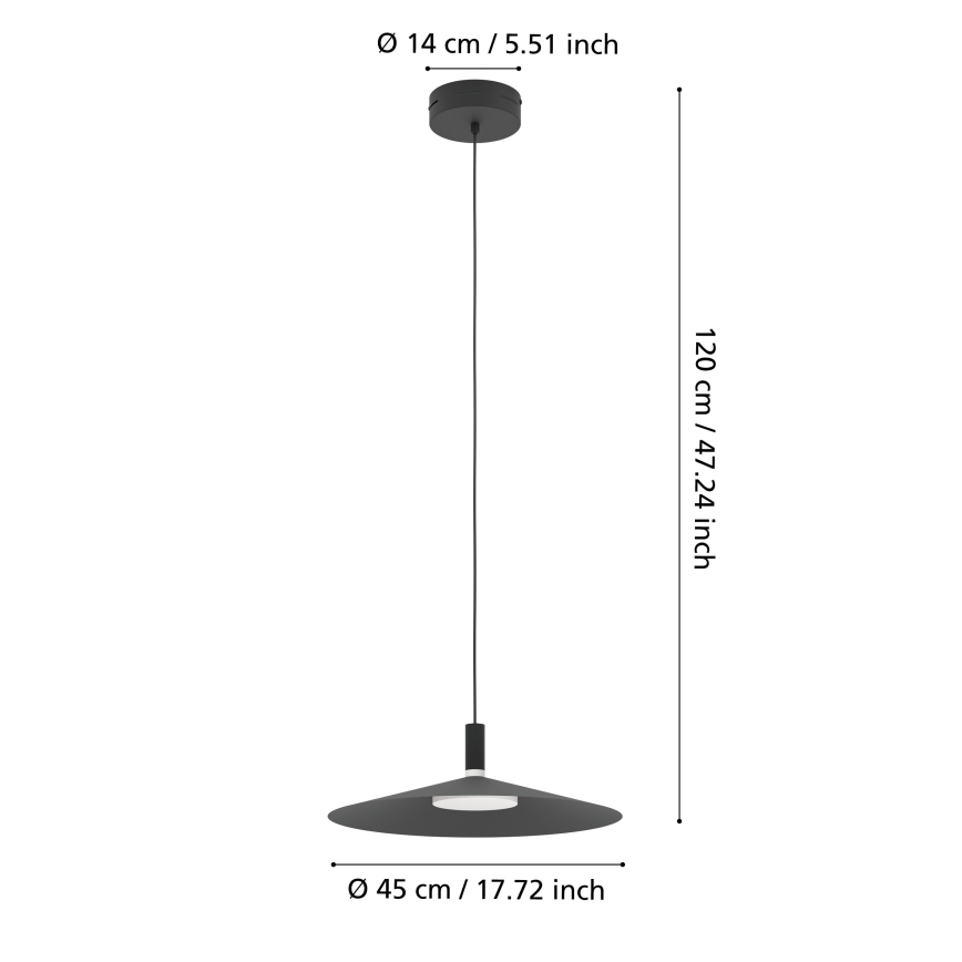 Eglo - LED RGBW hämardatav rippvalgusti kaablil LED/15,5W/230V 2700-6500K must