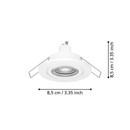Eglo - LED vannitoa süvistatav kohtvalgusti 1xGU10/4,5W/230V IP44 valge