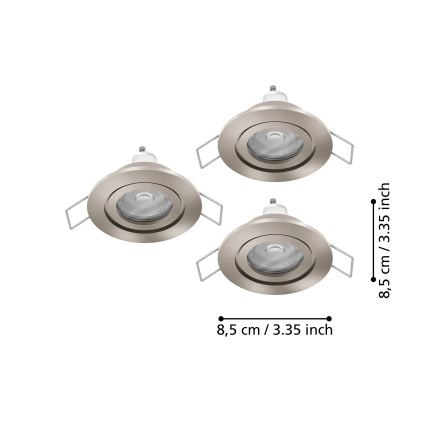 Eglo - 3-osaline LED vannitoa süvistatav kohtvalgusti 1xGU10/4,5W/230V IP44 mati kroom