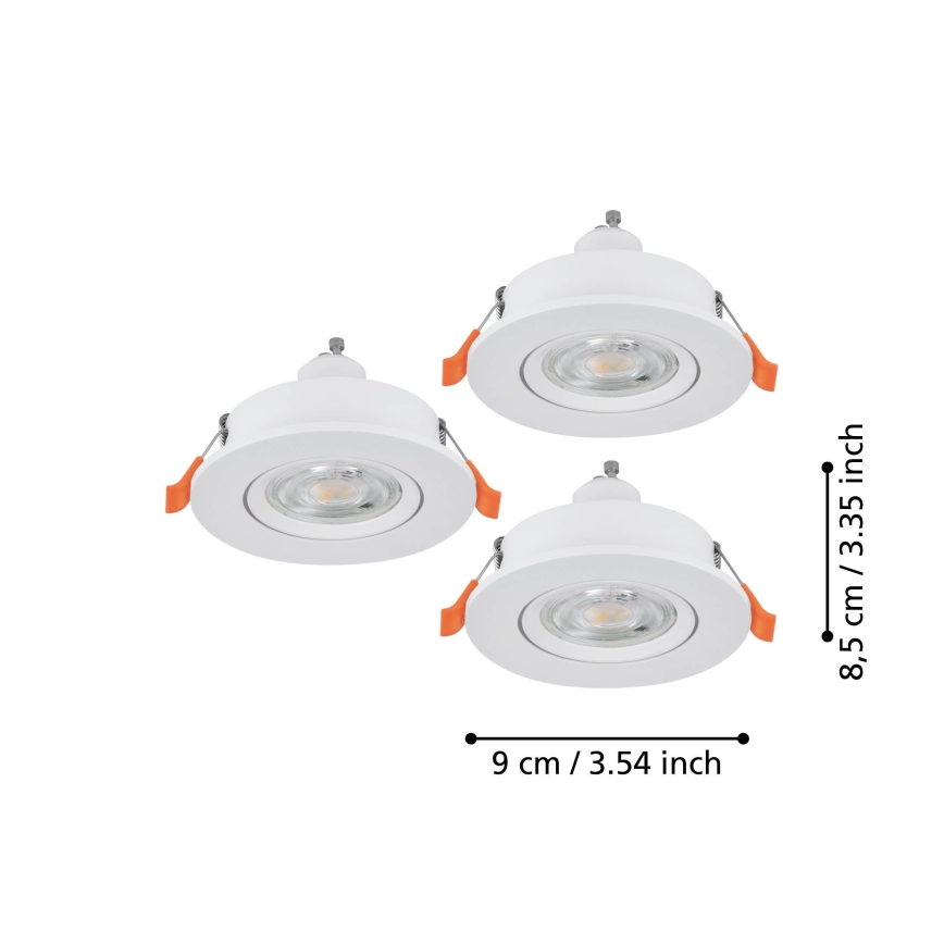 Eglo - Komplekt 3x LED süvistatavad suunavalgustid 1xGU10/4,5W/230V valge
