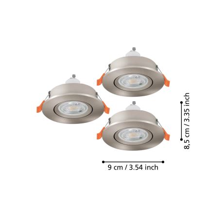 Eglo - KOMPLEKT 3x LED lae sisse paigaldatavat kohtvalgustit 1x GU10/4,5W/230V mattkroom