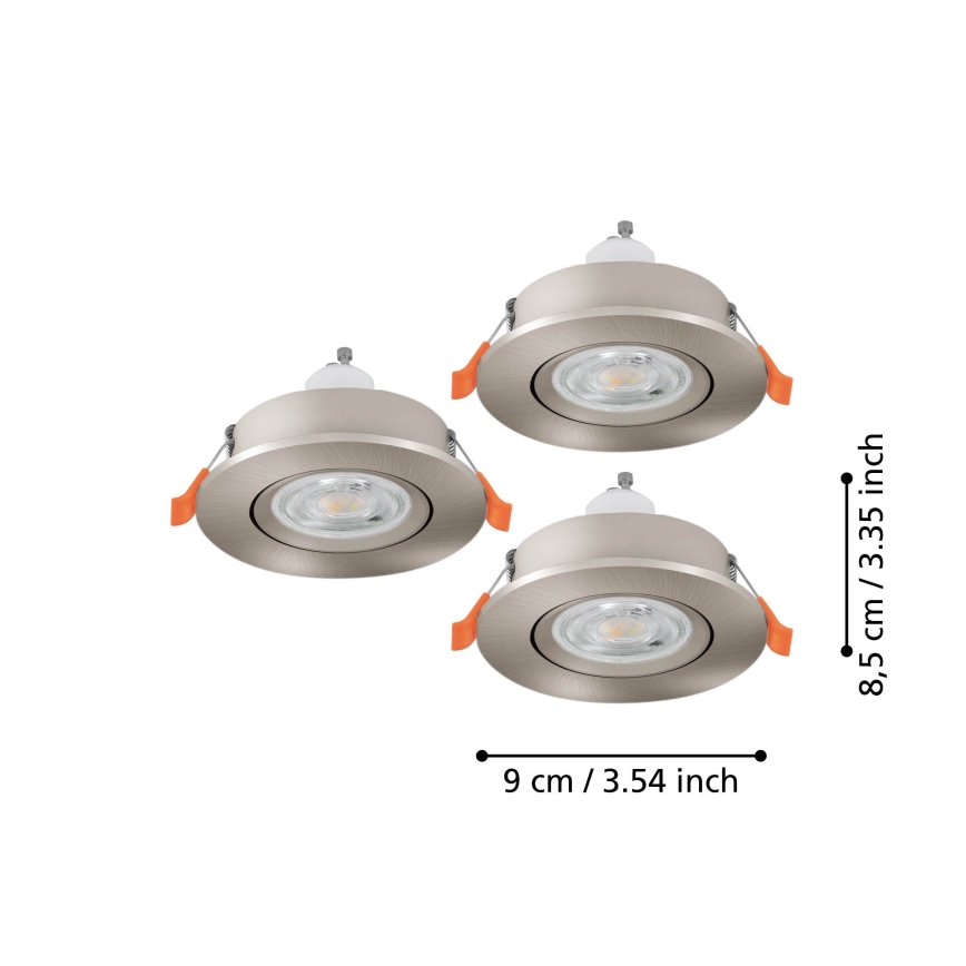 Eglo - KOMPLEKT 3x LED lae sisse paigaldatavat kohtvalgustit 1x GU10/4,5W/230V mattkroom