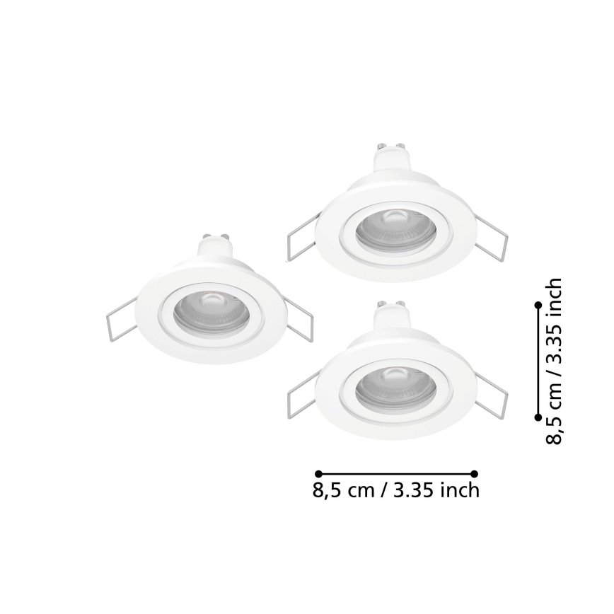 Eglo - komplekt 3x LED süvistatavat vannitoa punktvalgustit, igaüks 1xGU10/4,5W/230V, IP44, valge