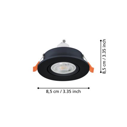 Eglo - LED vannitoa süvistatav suunavalgusti 1xGU10/4,5W/230V IP44 must