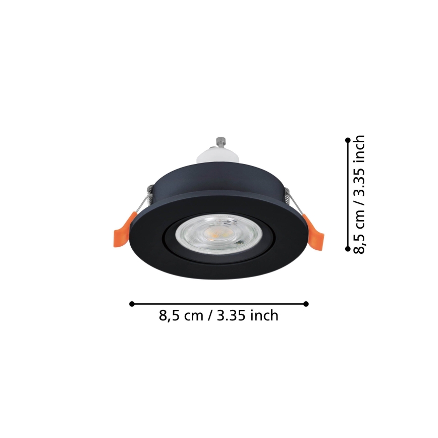 Eglo - LED vannitoa süvistatav suunavalgusti 1xGU10/4,5W/230V IP44 must