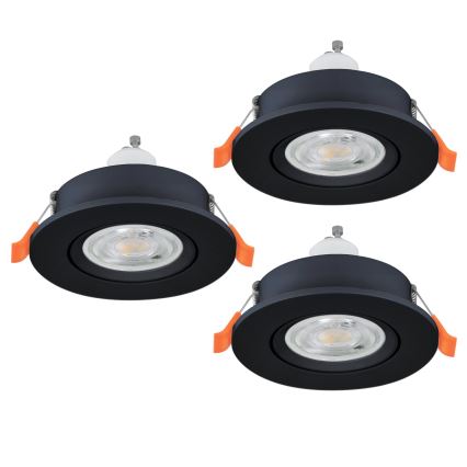 Eglo - Komplekt 3x LED vannitoa lae sisseehitatavad spot-valgustid 1xGU10/4,5W/230V IP44 must